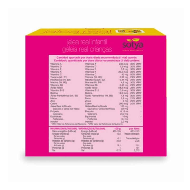 Jalea Real infantil con vitaminas 20 viales 10ml Sotya - Imagen 2