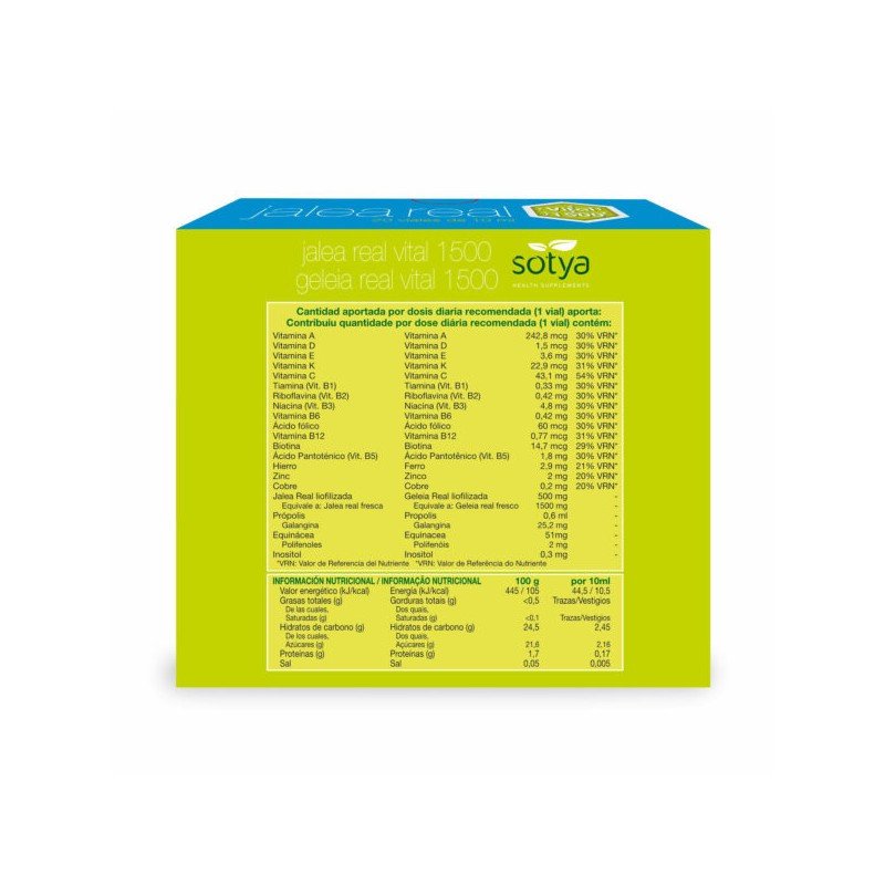 Jalea real vital 1500mg 10ml 20 viales Sotya - Imagen 2