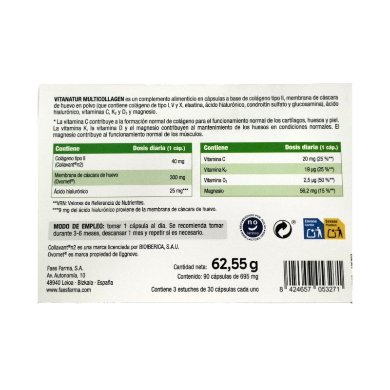 Multicollagen (pack 3 meses 90 caps.) 1 mes gratis Vitanatur