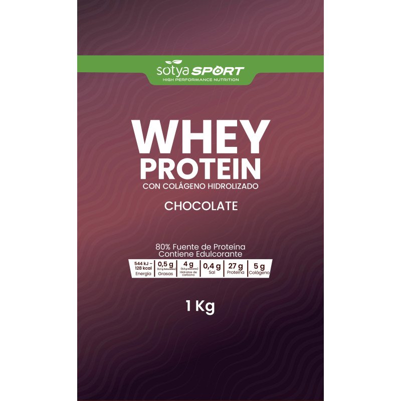 Proteina Whey de suero de leche chocolate Doypack 1 kg Sotya SPORT - Imagen 3