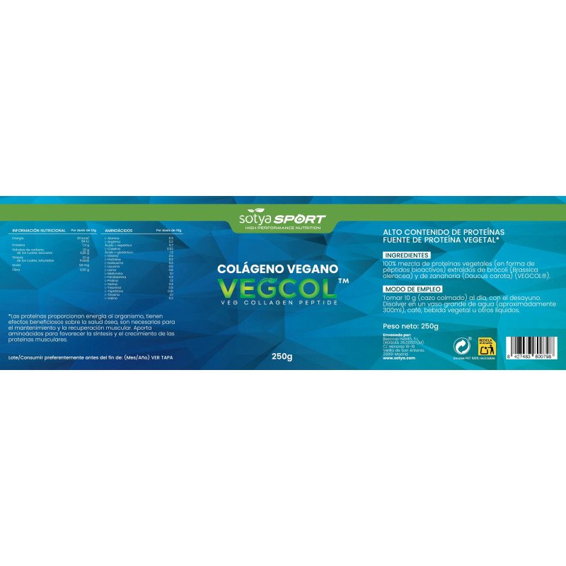 VEGCOL Colageno vegano 250g Sotya SPORT - Imagen 2