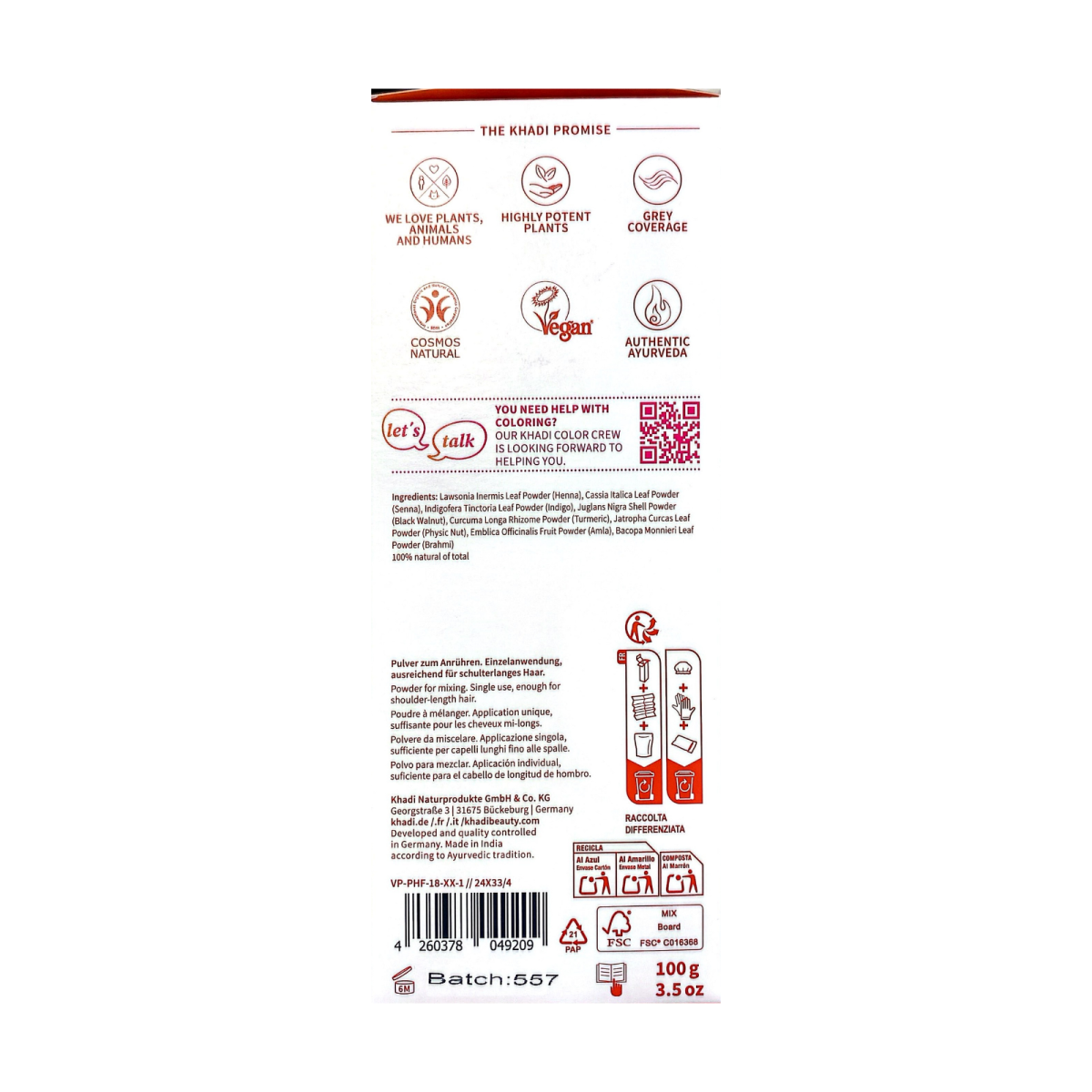 Tinte herbal Cobre 100g Khadi - Imagen 2