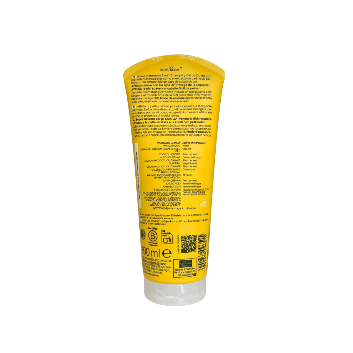 Gel-champu de calendula bebe y niño 200ml Weleda - Imagen 2